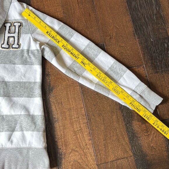 Tommy Hilfiger varsity shawl collar cardigan sweater womens size large gray whit - Picture 10 of 12